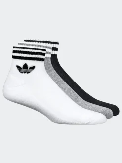 adidas originals Ankle 3-Stripes Crew Socks 3 Pairs White Chrome Hot