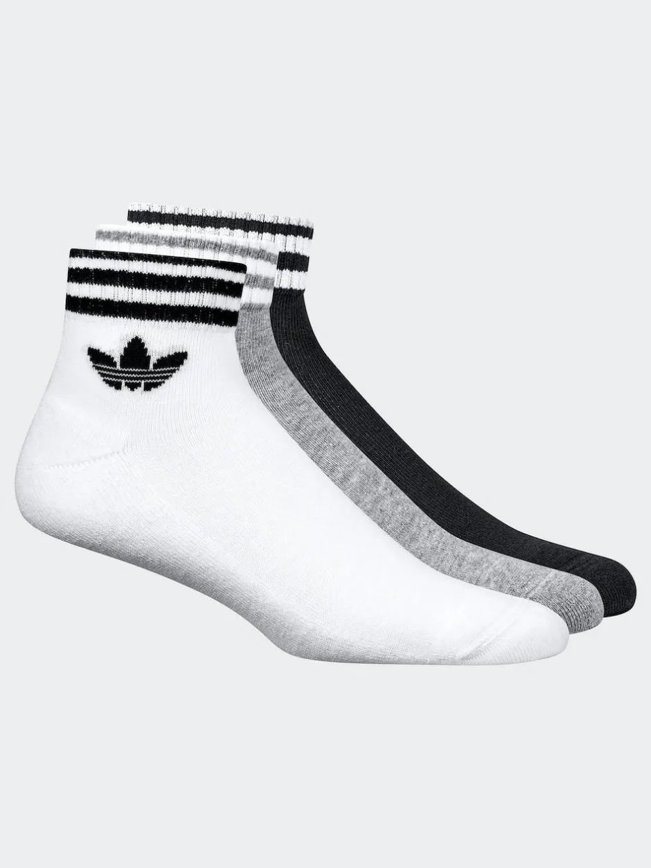 adidas originals Ankle 3-Stripes Crew Socks 3 Pairs White Chrome Hot