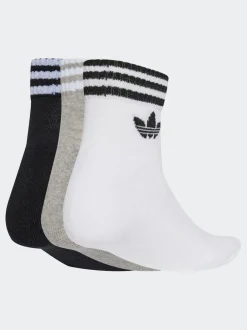 adidas originals Ankle 3-Stripes Crew Socks 3 Pairs White Chrome Hot