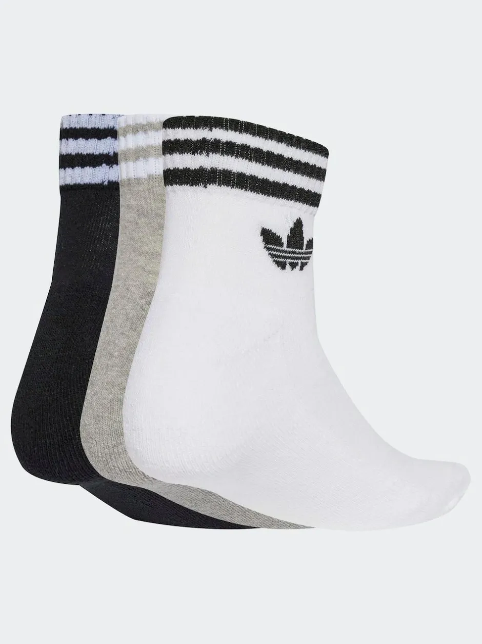 adidas originals Ankle 3-Stripes Crew Socks 3 Pairs White Chrome Hot