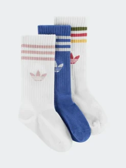 adidas originals 3 Pack Crew Socks White Ecru New