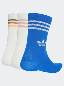 adidas originals 3 Pack Crew Socks White Ecru New