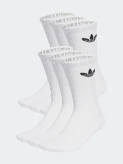 adidas Originals White Trefoil Crew Socks 6 Pack Outlet