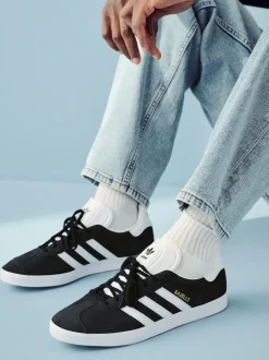 adidas originals White/Black Gazelle Trainers Sale