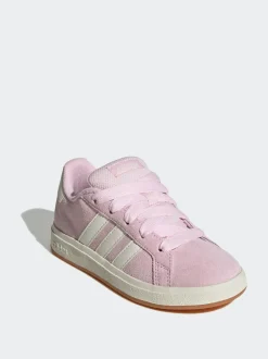adidas Pink Grand Court 00s Suede Lace Kids Trainers Clearance