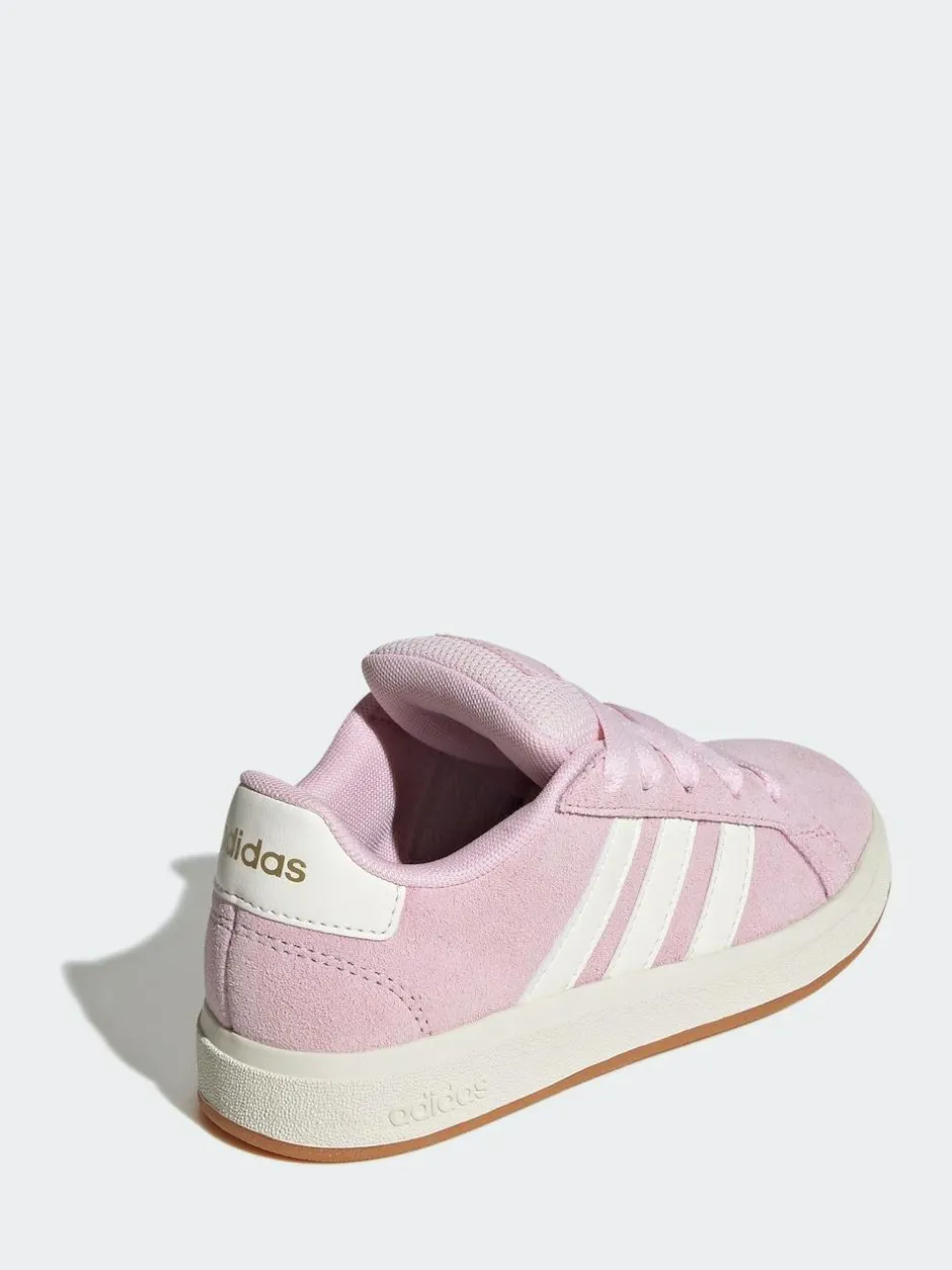 adidas Pink Grand Court 00s Suede Lace Kids Trainers Clearance