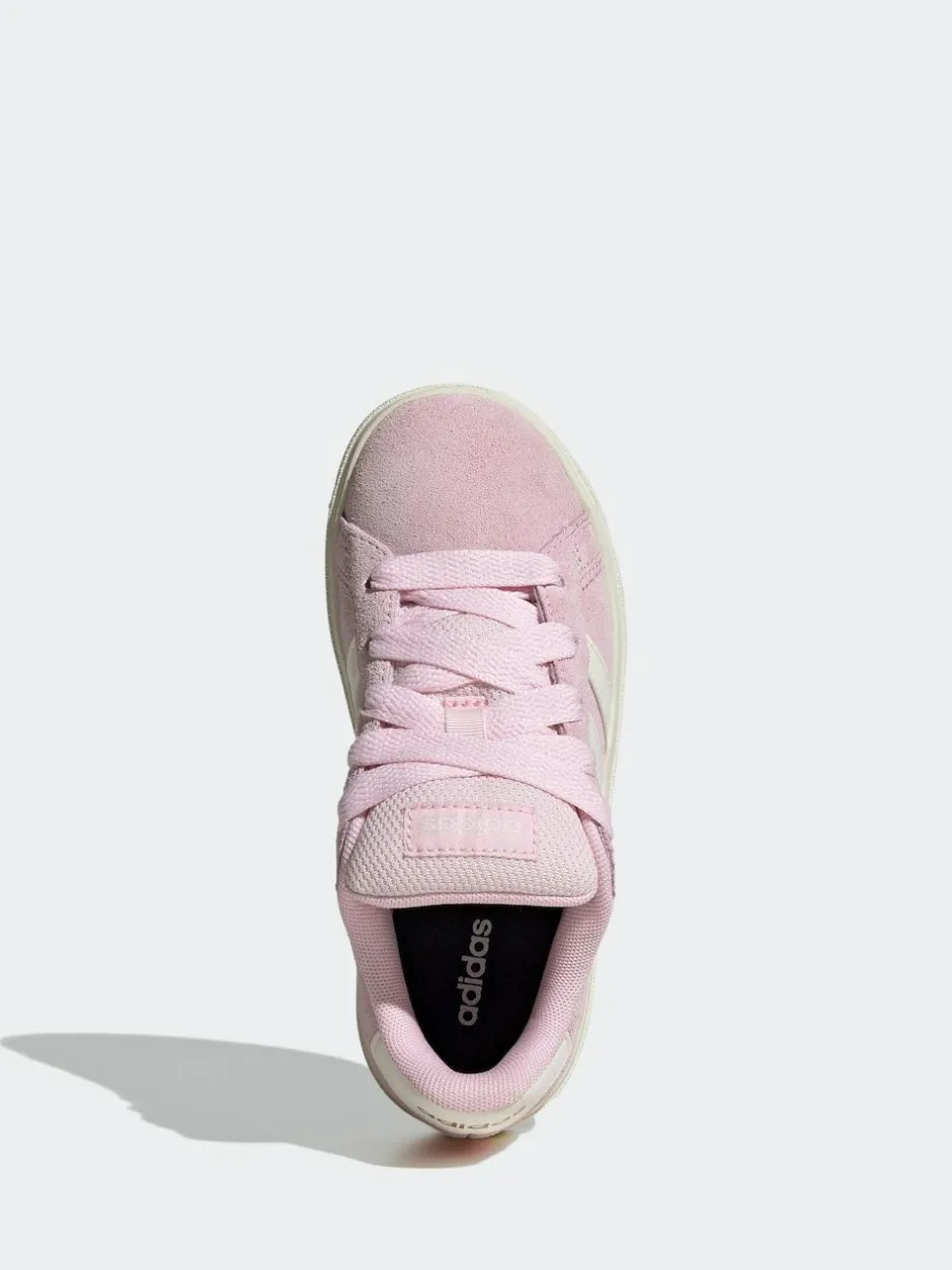 adidas Pink Grand Court 00s Suede Lace Kids Trainers Clearance