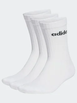 adidas White Linear Crew Cushioned Socks 3 Pack Outlet