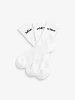 adidas White Linear Crew Cushioned Socks 3 Pack Outlet