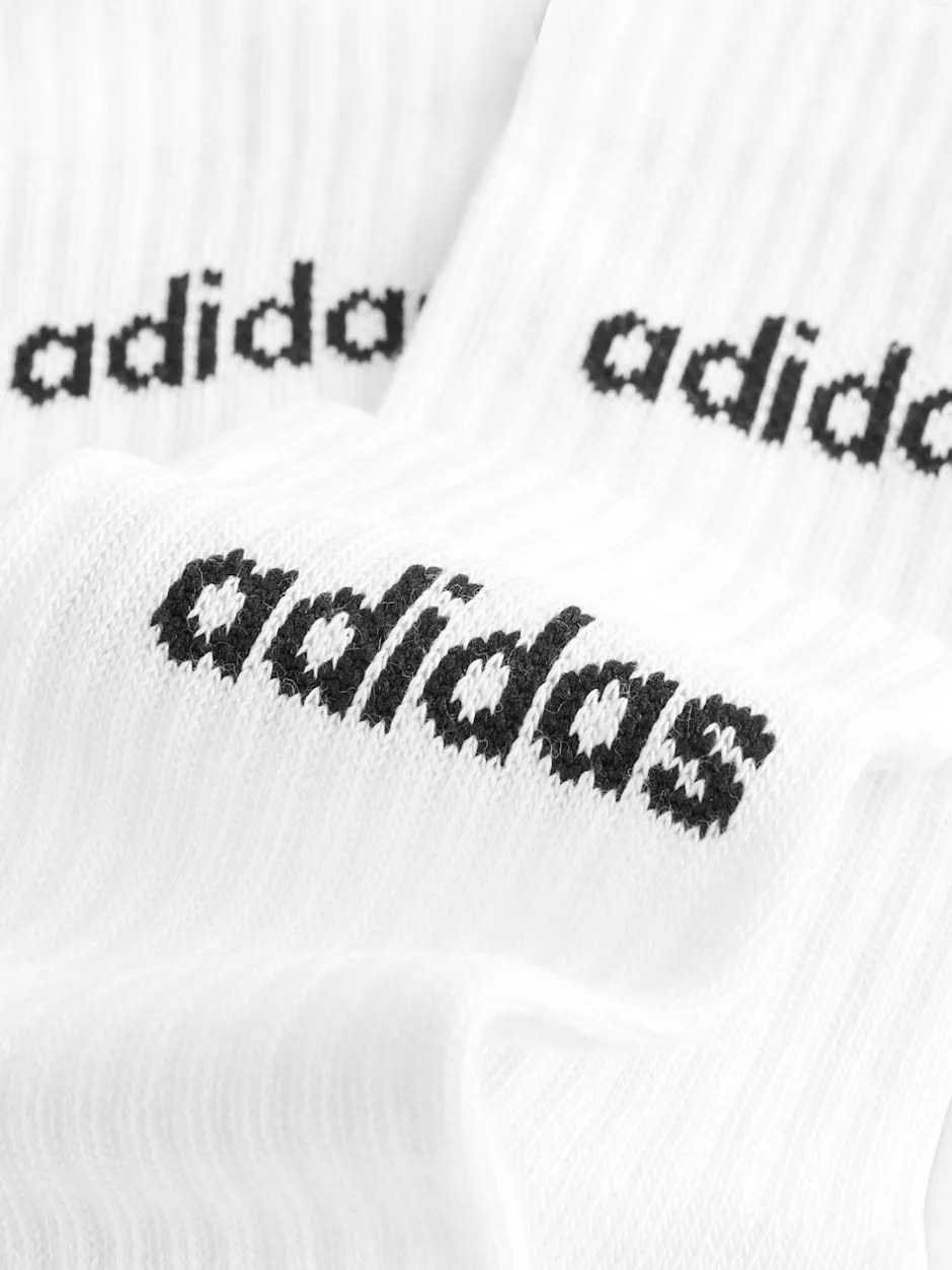 adidas White Linear Crew Cushioned Socks 3 Pack Outlet