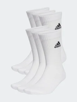 adidas White/Black Cushioned Crew Socks 6 Pack Clearance