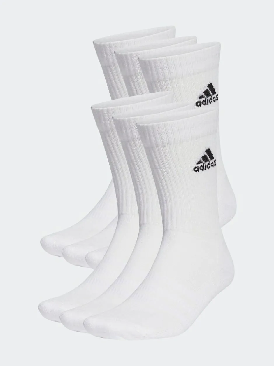 adidas White/Black Cushioned Crew Socks 6 Pack Clearance