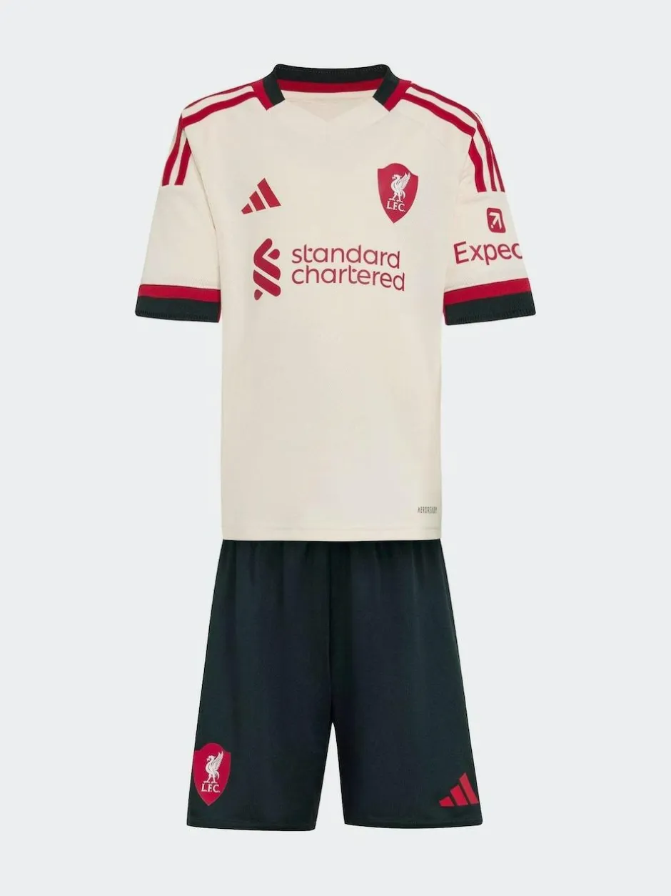 adidas White/Black Mini Kids Liverpool FC 25/26 Away Kit Discount