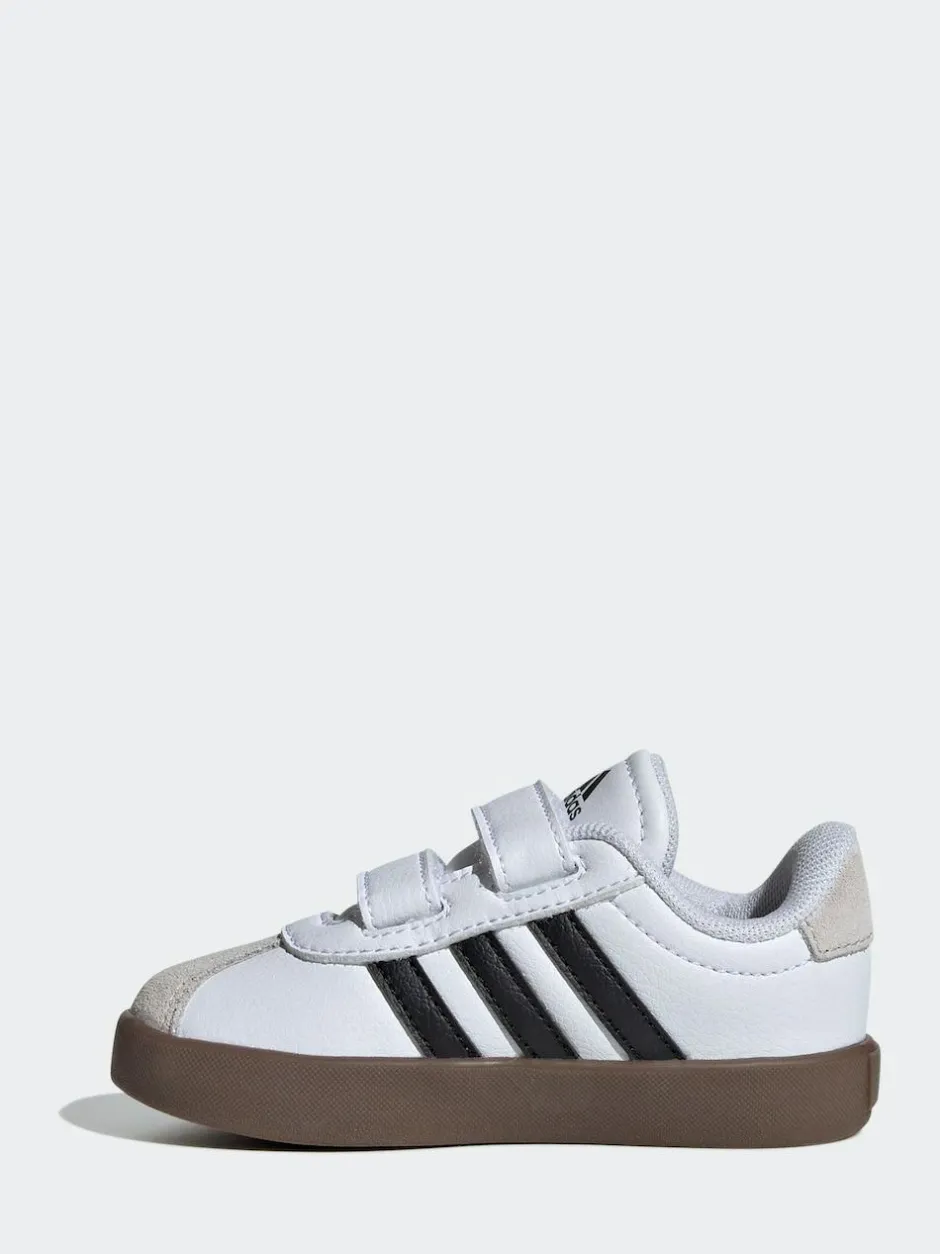 adidas White/Black VL Court 3.0 Hook and Loop Infant Trainers