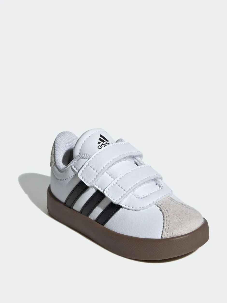 adidas White/Black VL Court 3.0 Hook and Loop Infant Trainers