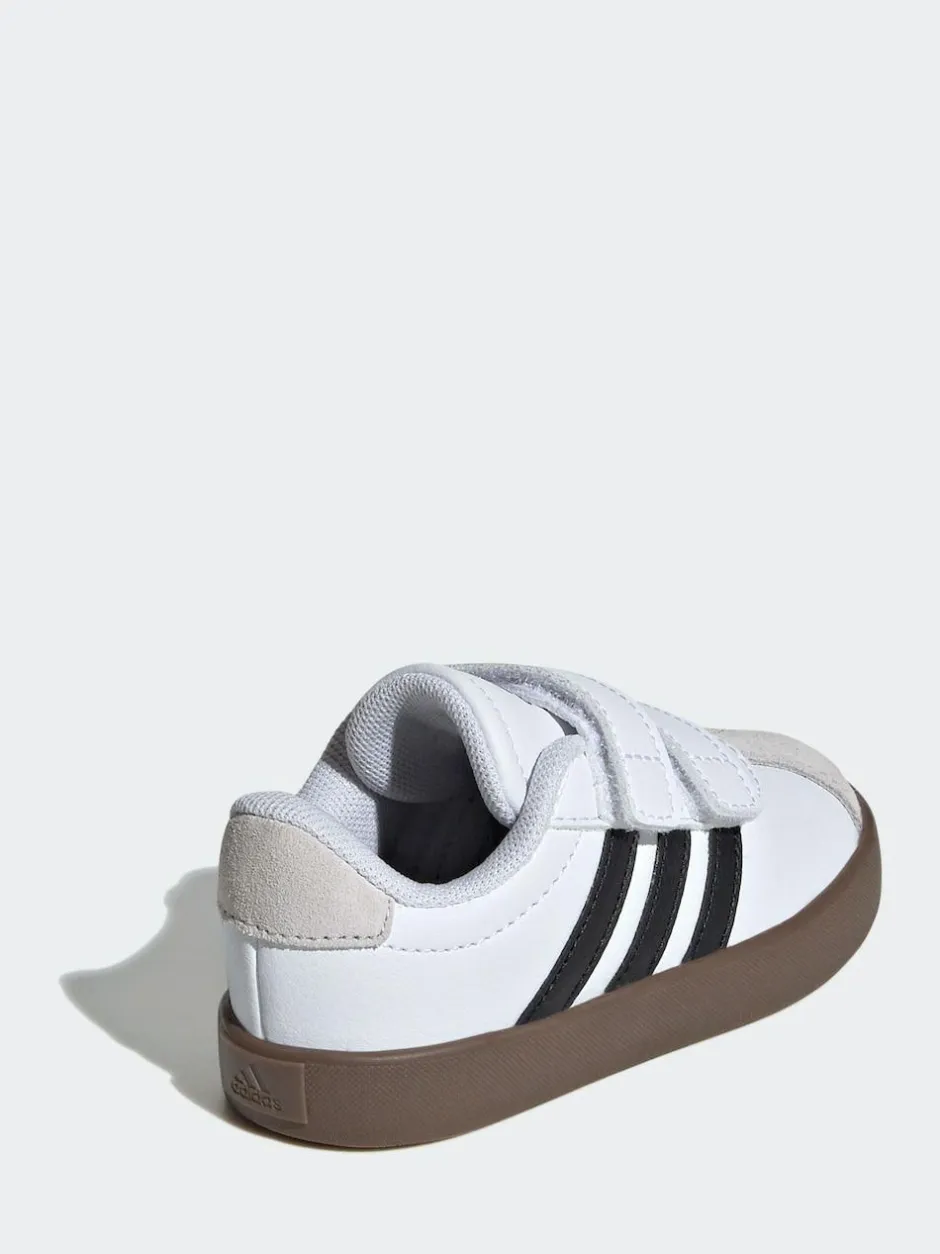 adidas White/Black VL Court 3.0 Hook and Loop Infant Trainers