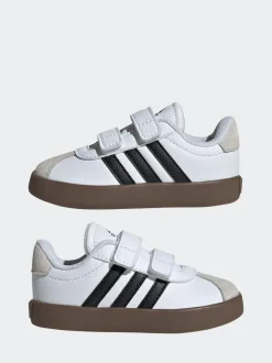 adidas White/Black VL Court 3.0 Hook and Loop Infant Trainers