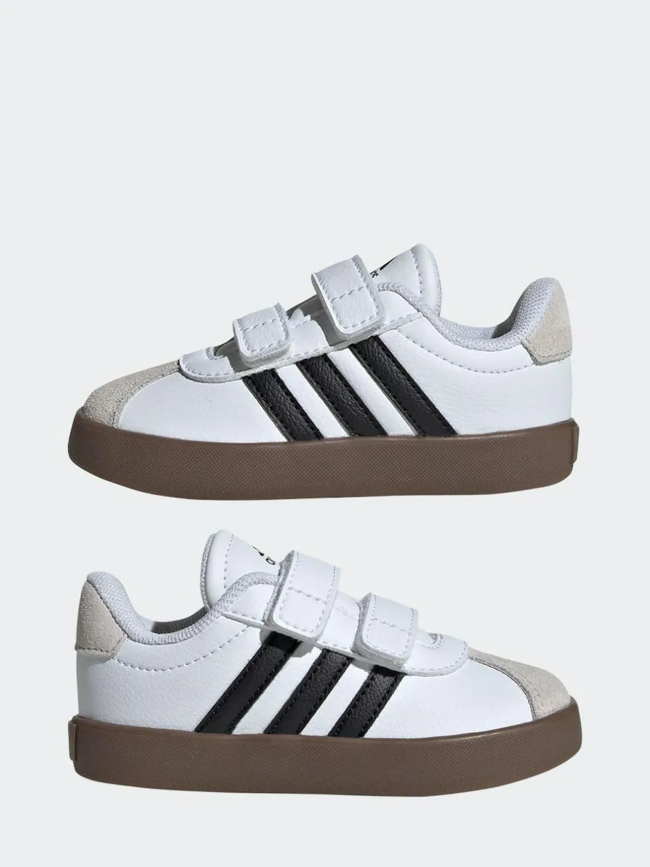 adidas White/Black VL Court 3.0 Hook and Loop Infant Trainers