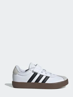 adidas White/Black VL Court 3.0 Hook and Loop Kids Trainers Outlet