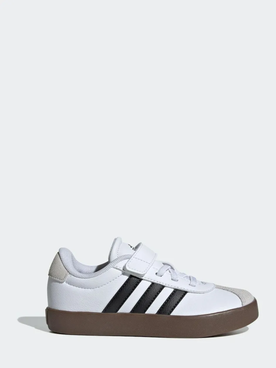 adidas White/Black VL Court 3.0 Hook and Loop Kids Trainers Outlet