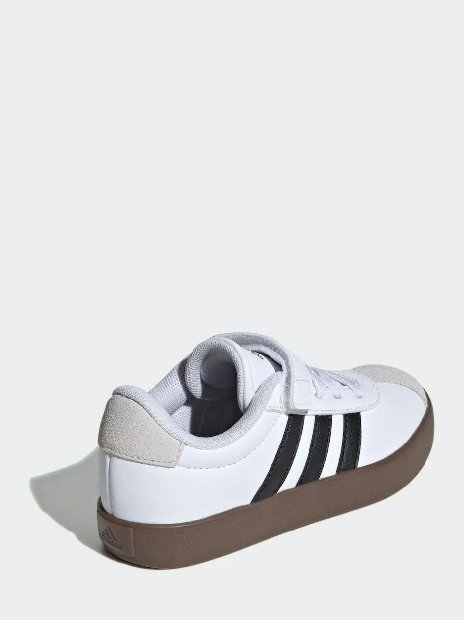 adidas White/Black VL Court 3.0 Hook and Loop Kids Trainers Outlet