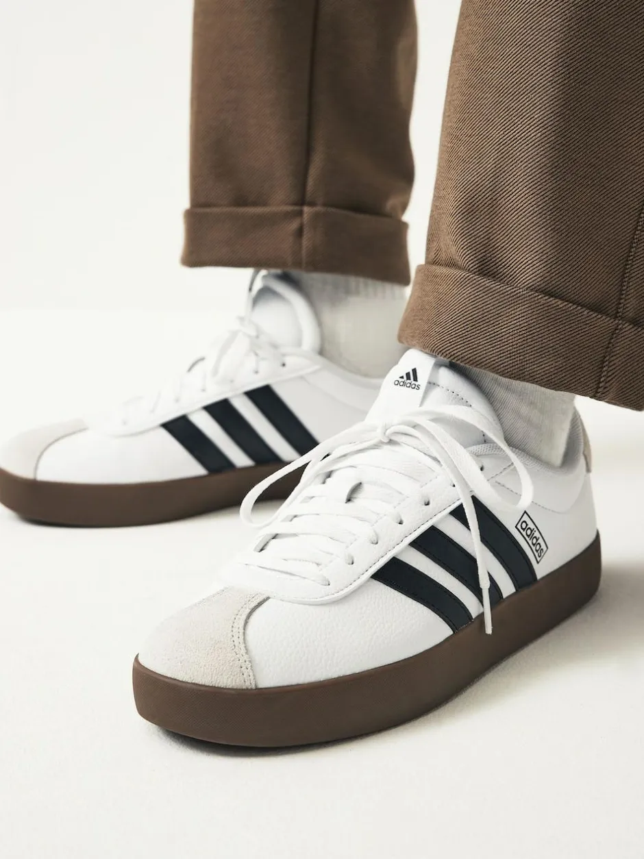 adidas White/Black VL Court Trainers New