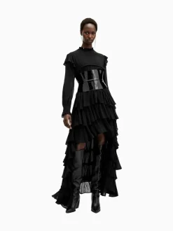 All Saints AllSaints Cavarly Ls Maxi Dress Black New