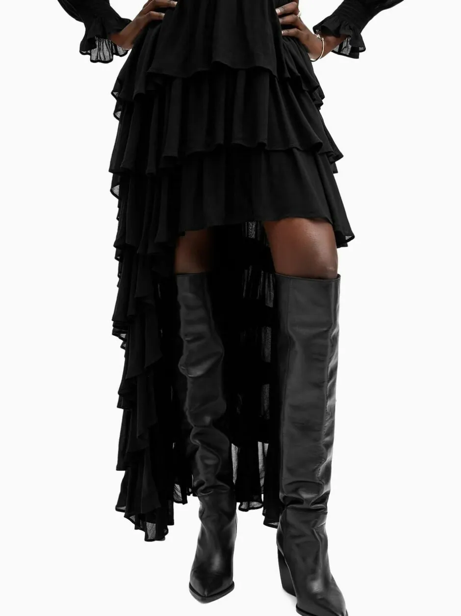 All Saints AllSaints Cavarly Ls Maxi Dress Black New