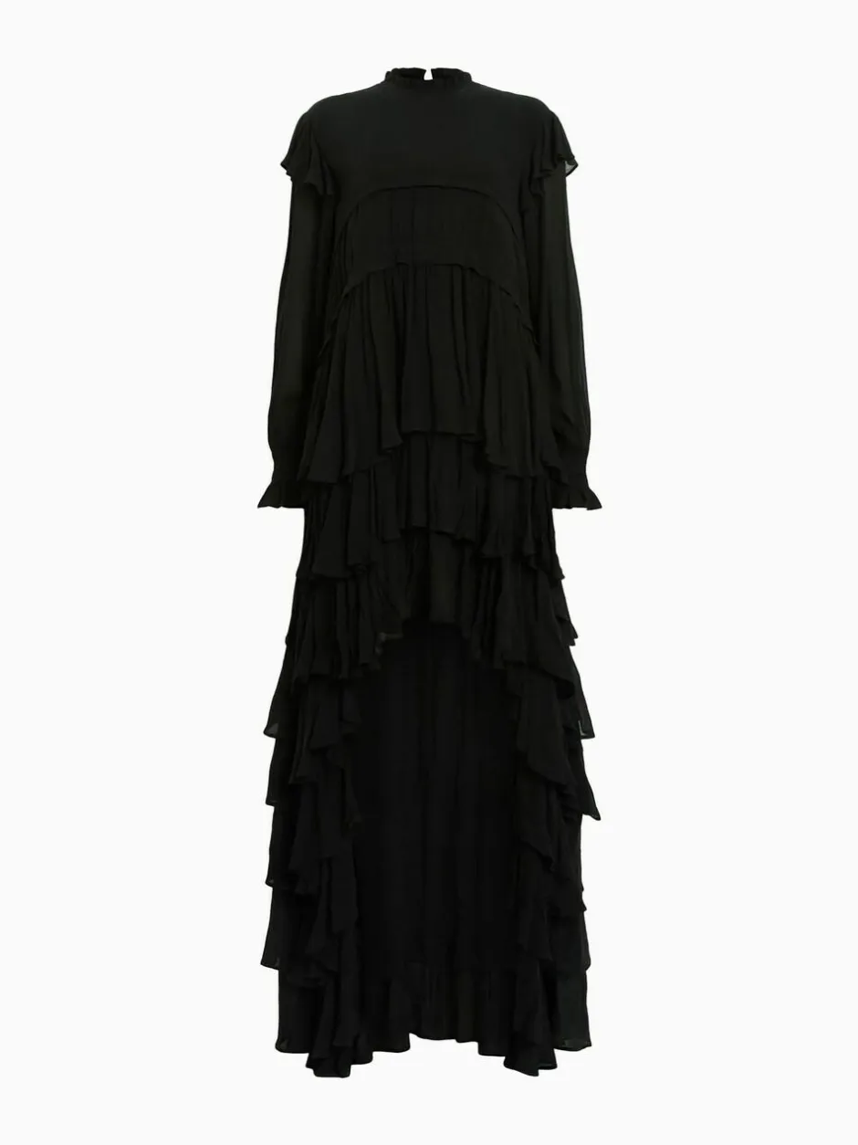 All Saints AllSaints Cavarly Ls Maxi Dress Black New
