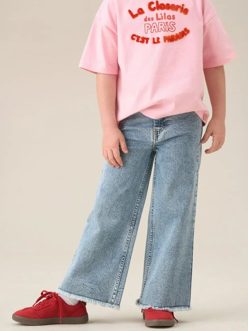 Angel & Rocket Blue Brooke Wide Leg Heart Print Pocket Jeans Best