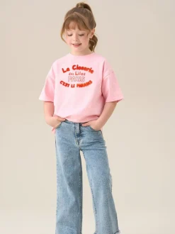 Angel & Rocket Blue Brooke Wide Leg Heart Print Pocket Jeans Best