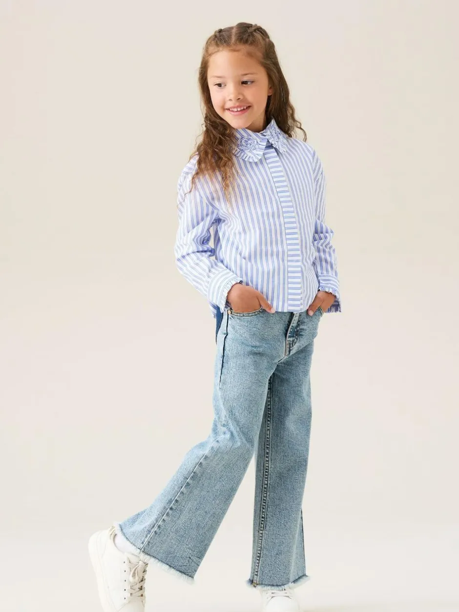 Angel & Rocket Blue Brooke Wide Leg Heart Print Pocket Jeans Best
