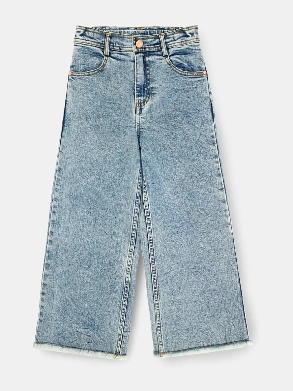 Angel & Rocket Blue Brooke Wide Leg Heart Print Pocket Jeans Best