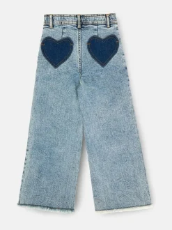Angel & Rocket Blue Brooke Wide Leg Heart Print Pocket Jeans Best