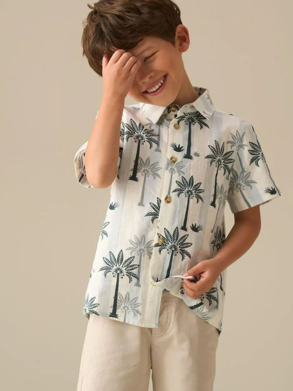 Angel & Rocket Blue Jamie Palm Stripe SS Shirt Clearance
