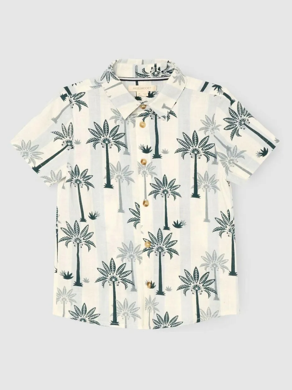 Angel & Rocket Blue Jamie Palm Stripe SS Shirt Clearance