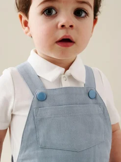 Angel & Rocket Blue Jaxson Dungaree Shorts Set Clearance