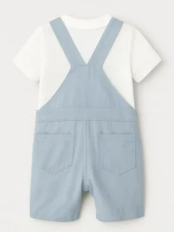 Angel & Rocket Blue Jaxson Dungaree Shorts Set Clearance