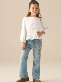 Angel & Rocket Blue Millie Embroidered Flared Denim Jeans Outlet