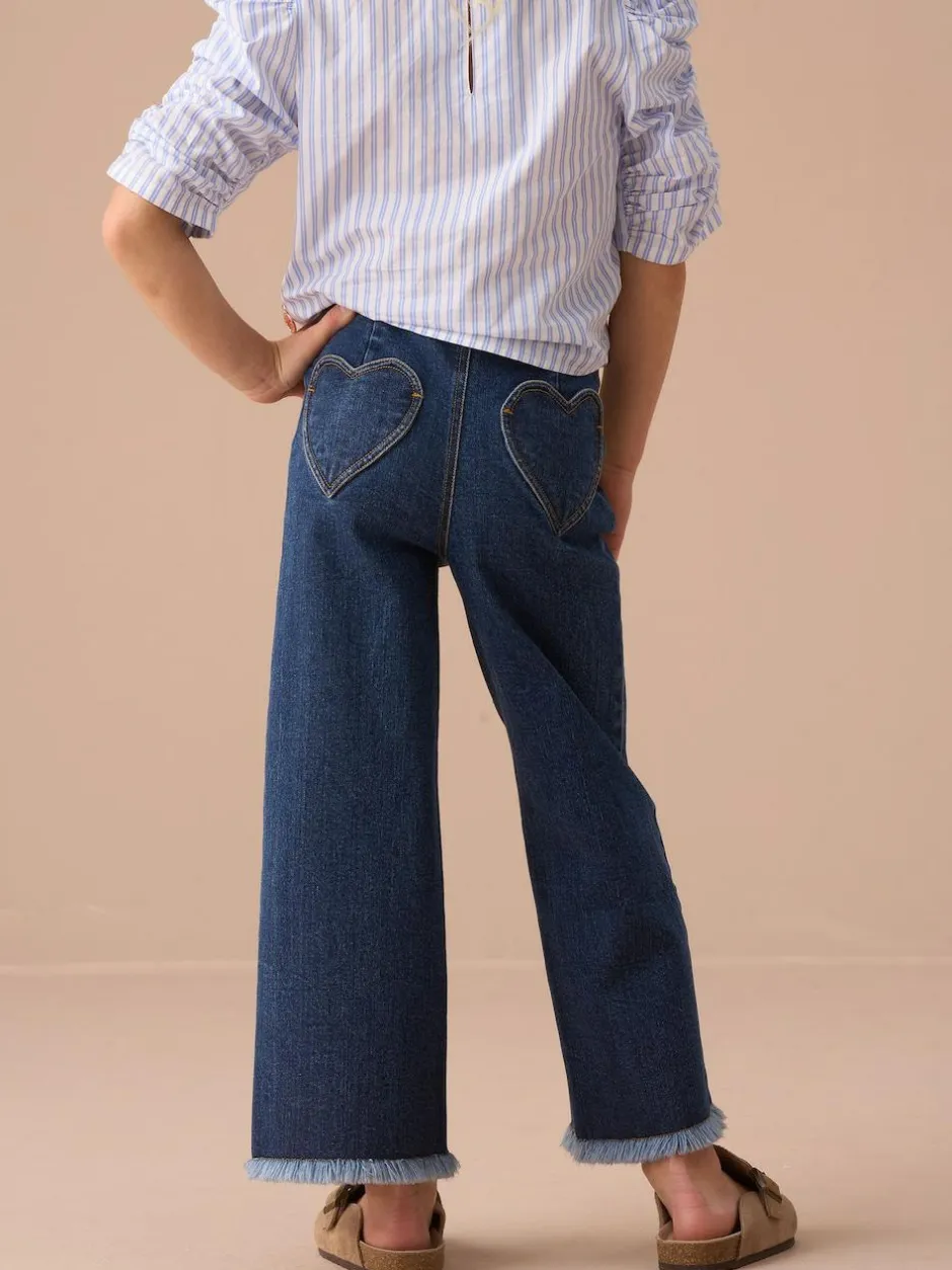 Angel & Rocket Blue Paloma Blue Heart Pocket Cropped Jeans Best