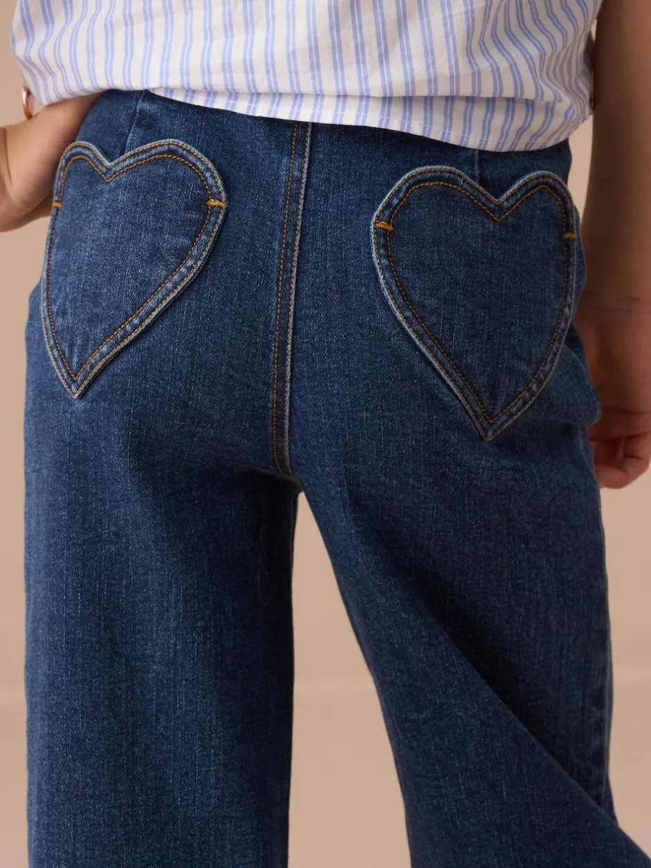 Angel & Rocket Blue Paloma Blue Heart Pocket Cropped Jeans Best