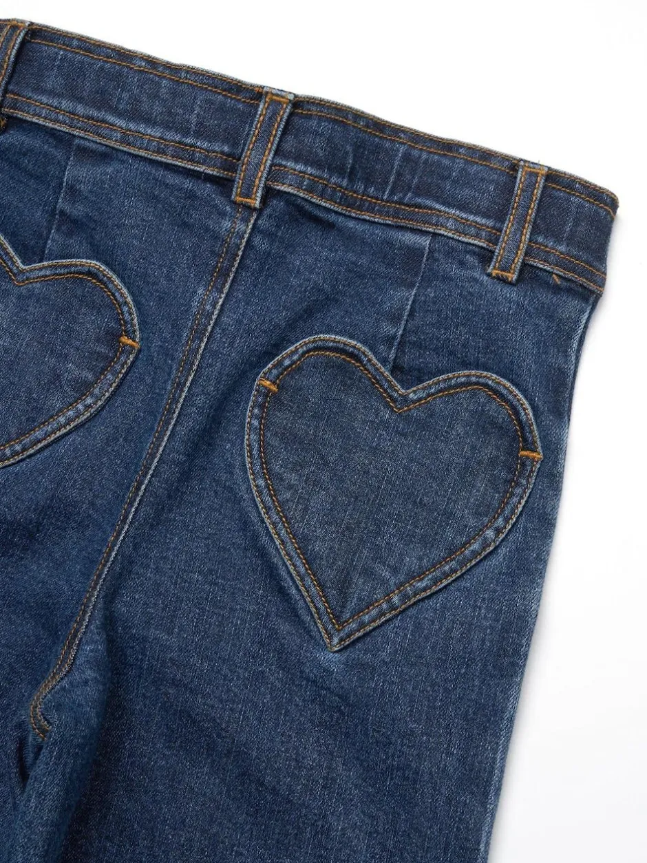 Angel & Rocket Blue Paloma Blue Heart Pocket Cropped Jeans Best