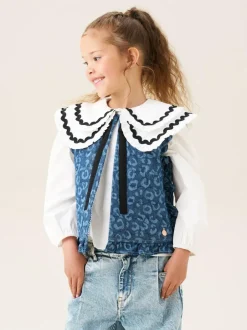 Angel & Rocket Blue Petra Leopard Print Denim Gilet Hot