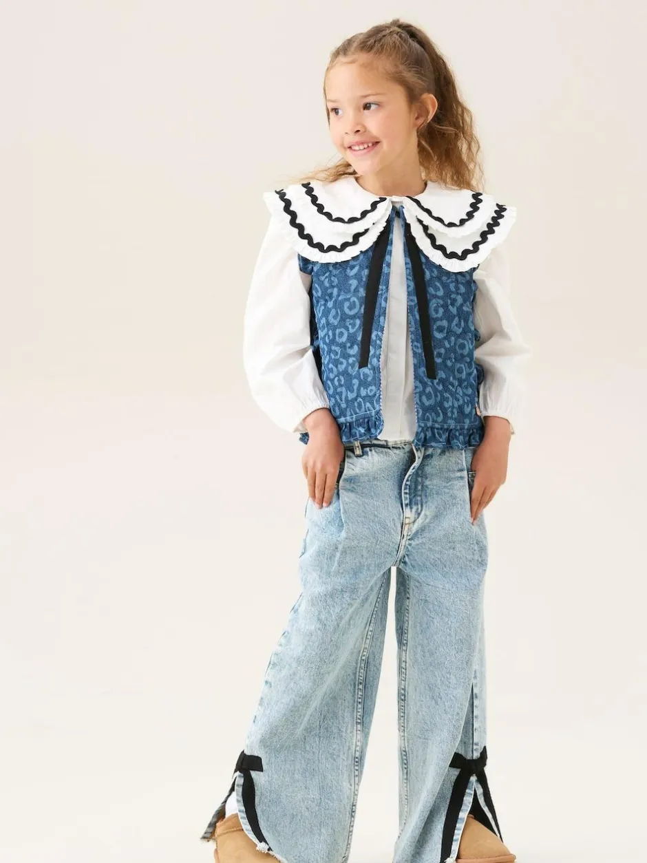 Angel & Rocket Blue Petra Leopard Print Denim Gilet Hot