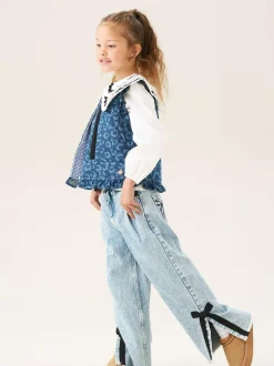 Angel & Rocket Blue Petra Leopard Print Denim Gilet Hot