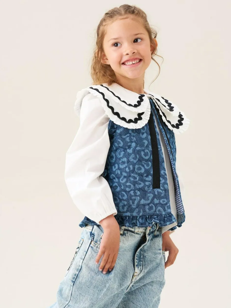 Angel & Rocket Blue Petra Leopard Print Denim Gilet Hot