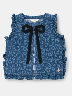 Angel & Rocket Blue Petra Leopard Print Denim Gilet Hot