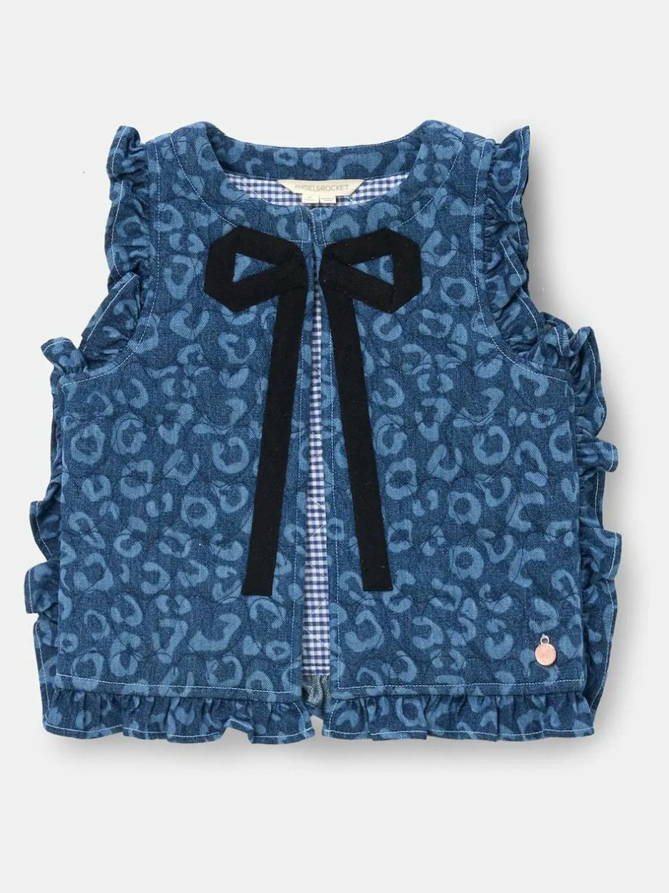 Angel & Rocket Blue Petra Leopard Print Denim Gilet Hot