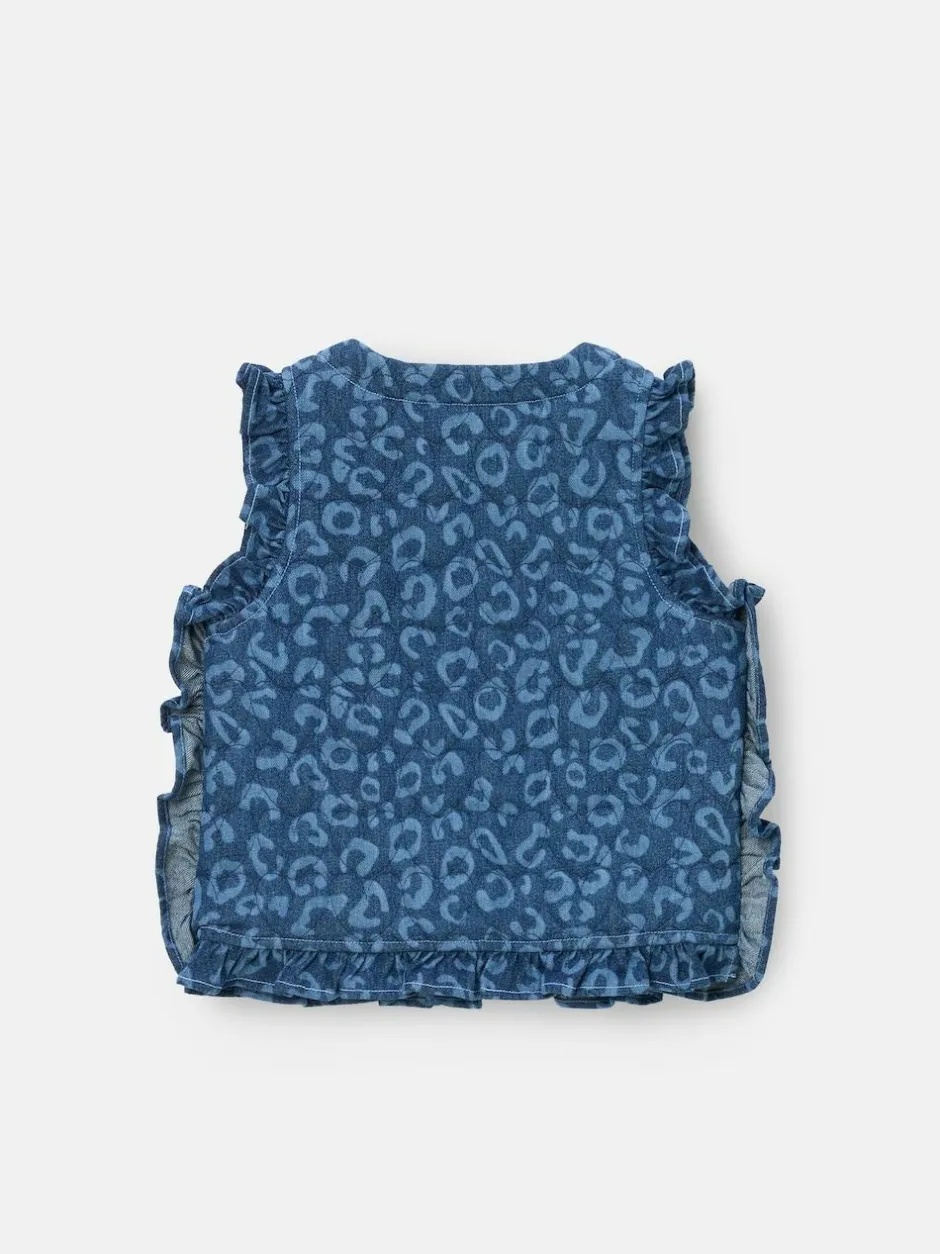 Angel & Rocket Blue Petra Leopard Print Denim Gilet Hot