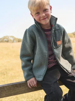 Angel & Rocket Green Aaron Zip Through Sherpa Fleece Online